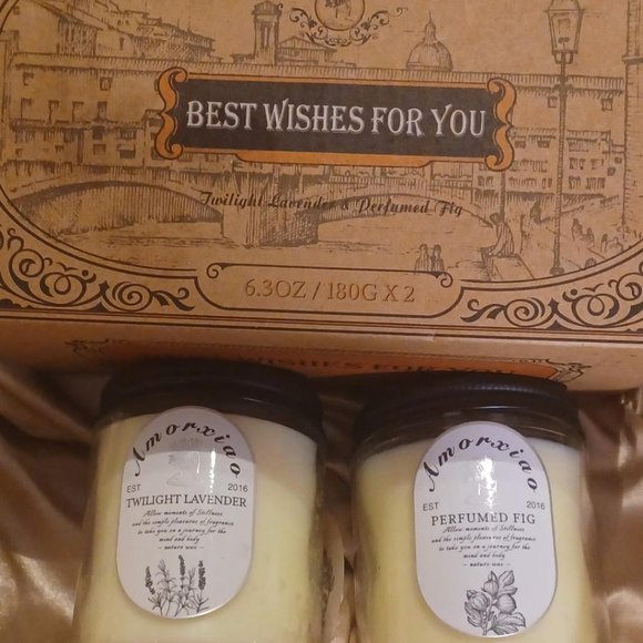 Amorxiao 2 Pack Candles- Twilight Lavender/Pefumed Fig - 6.30z each - Picture 1 of 5